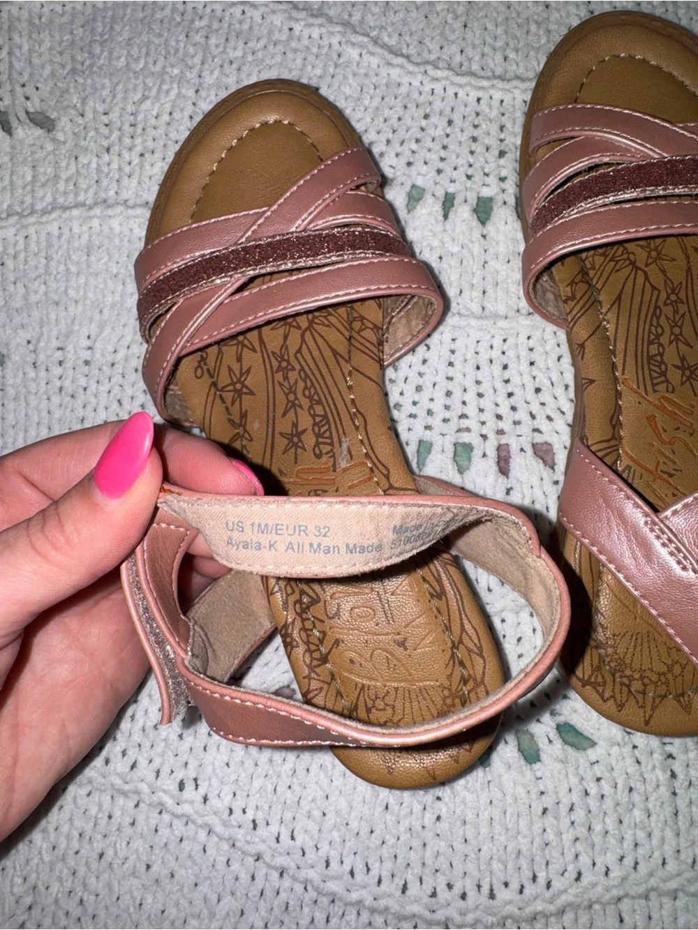 Girls' Metallic Pink Strappy Comfort Sandals